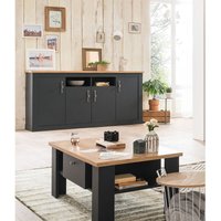 Landhaus Stil Sideboard mit Couchtisch CESENA-61 in anthrazit mit Wotan Eiche Nb. - anthrazit von LOMADOX