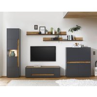 Lomadox - Moderne Wohnwand mit led Beleuchtung in anthrazit mit Absetzungen in Wotan Eiche Nb., b/h/t: ca. 350/197/45 cm Lomadox - Moderne Wohnwand mit led Beleuchtung in anthrazit mit Absetzungen in Wotan Eiche Nb., b/h/t: ca. 350/197/45 cm von LOMADOX