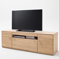 Lomadox - Modernes Wohnzimmer TV-Lowboard BADALONA-05 in Eiche Bianco massiv, mit Kabeldurchlass - b/h/t: 180/58/50cm von LOMADOX