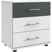 Lomadox - Nachttisch 52 cm breit modern in weiß mit graphit TREVISO-43 von LOMADOX