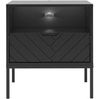 Lomadox - Nachttisch 53 cm breit modern in schwarz matt mit gefräster Front ANGERA-140 von LOMADOX