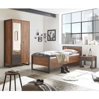 Schlafzimmer DALLAS-61 Komplettset im Industrial Stil mit Absetzungen in Matera Anthrazit und Dekor Stirling Oak Nb. b/h/t ca. 260x202x60-209cm von LOMADOX