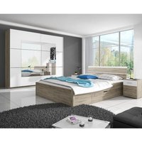 Lomadox - Schlafzimmer Doppelbett Kombination mit Kleiderschrank und 2 Nachttischen in Sanremo Eiche Nb. mit weiß BIRMINGHAM-83 Liegefläche 160x200 cm Lomadox - Schlafzimmer Doppelbett Kombination mit Kleiderschrank und 2 Nachttischen in Sanremo Eiche Nb. mit weiß BIRMINGHAM-83 Liegefläche 160x200 cm von LOMADOX