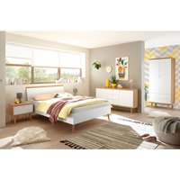 Schlafzimmer Jugendzimmer Komplettset MAINZ-61 im Scandi-Look, weiß matt mit Eiche Riviera - braun von LOMADOX