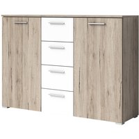 Schlafzimmer Kommode BIRMINGHAM-83 in Sanremo Eiche hell Nb. mit weiß, b/h/t: ca. 132/93/38 cm Schlafzimmer Kommode BIRMINGHAM-83 in Sanremo Eiche hell Nb. mit weiß, b/h/t: ca. 132/93/38 cm von LOMADOX