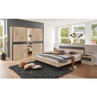 Lomadox - Schlafzimmer Komplett Set 4-teilig BRADFORD-43 inkl. Bett 180x200 cm Eiche mit graphit von LOMADOX