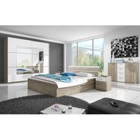 Lomadox - Schlafzimmer Möbelset mit Doppelbett, Schrank, Kommode und 2 Nachttischen in Sanremo Eiche Nb. mit weiß BIRMINGHAM-83 Liegefläche 180x200 cm Lomadox - Schlafzimmer Möbelset mit Doppelbett, Schrank, Kommode und 2 Nachttischen in Sanremo Eiche Nb. mit weiß BIRMINGHAM-83 Liegefläche 180x200 cm von LOMADOX