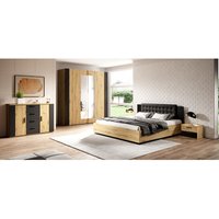 Lomadox - Schlafzimmer komplett Set inkl. Bett und Lattenrost, Liegefläche 160 x 200 cm SOLMS-83 in Artisan Eiche Nb. mit schwarz Lomadox - Schlafzimmer komplett Set inkl. Bett und Lattenrost, Liegefläche 160 x 200 cm SOLMS-83 in Artisan Eiche Nb. mit schwarz von LOMADOX