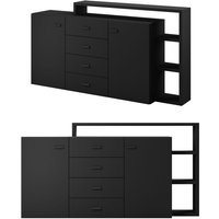 Sideboard mit Regal BEXLEY-83 in schwarz matt, b/h/t: ca. 180/98/37 cm von LOMADOX