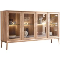 Lomadox - Sideboard mit Vitrinentüren inkl. Beleuchtung Eiche massiv geölt CUNEO-137 von LOMADOX
