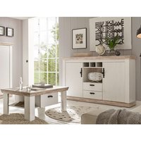 Sideboard & Couchtisch Set FERNA-61 Dekor Pinie weiß und Oslo dunkel Nb. im Landhaus-Design b/h/t ca. 168x104x44 cm Sideboard & Couchtisch Set FERNA-61 Dekor Pinie weiß und Oslo dunkel Nb. im Landhaus-Design b/h/t ca. 168x104x44 cm von LOMADOX