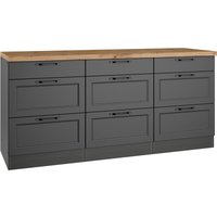 Unterschrank mit Schubladen 180 cm in grau, Arbeitsplatte Eiche, MONTERREY-03 von LOMADOX