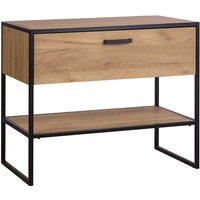 Waschbeckenunterschrank Industrial-Design MANHATTAN-56 in Gold Craft Oak/schwarz b/h/t ca. 90/75/50cm - schwarz von LOMADOX