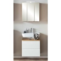 Lomadox - Waschbeckenunterschrank mit Spiegelschrank, 60cm, led Beleuchtung, VASTO-03-WHITE, Wotan Eiche Nb. mit weiß matt, b/h/t ca. 60/200/35 cm Lomadox - Waschbeckenunterschrank mit Spiegelschrank, 60cm, led Beleuchtung, VASTO-03-WHITE, Wotan Eiche Nb. mit weiß matt, b/h/t ca. 60/200/35 cm von LOMADOX