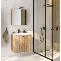 Lomadox - Waschplatz Set 2-teilig, 60 cm Waschtisch und Spiegelschrank, Eiche RIVA-107 von LOMADOX