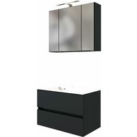 Lomadox - Waschplatz-Set 80 cm inkl. led Spiegelschrank ARLON-03 matt grau BxHxT 80x200x55 cm von LOMADOX