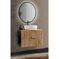 Lomadox - Waschplatz Set Gäste wc Waschtisch 81 cm XANTEN-56 in anthrazit mit Eiche Nb. Rillen schwarz, b/h/t: ca. 80,6/200/46,5 cm Lomadox - Waschplatz Set Gäste wc Waschtisch 81 cm XANTEN-56 in anthrazit mit Eiche Nb. Rillen schwarz, b/h/t: ca. 80,6/200/46,5 cm von LOMADOX