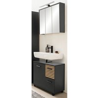 Lomadox - Waschplatz Set mit 65 cm Waschbeckenunterschrank anthrazit, Akustikpaneel-Optik KANE-80 von LOMADOX