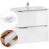 Waschtisch-Unterschrank 60cm mit Keramik-Waschbecken TOSKANA-56 Hochglanz weiß, b/h/t ca. 61/58,5/46 cm von LOMADOX