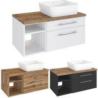 Lomadox - Waschtisch-Unterschrank 90 cm mit Siphonausschnitt Rechts inkl. Keramik Aufsatzwaschbecken & Regal TAREE-03 in matt grau Lomadox - Waschtisch-Unterschrank 90 cm mit Siphonausschnitt Rechts inkl. Keramik Aufsatzwaschbecken & Regal TAREE-03 in matt grau von LOMADOX