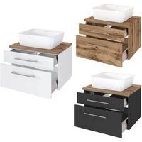 Lomadox - Waschtisch-Unterschrank mit Siphonausschnitt 60 cm inkl. Keramik Aufsatzwaschbecken TAREE-03 in wotaneiche Nb. von LOMADOX