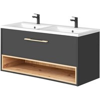 Lomadox - Waschtisch mit Doppelwaschbecken BOLOGNA-56 in anthrazit mit Artisan Eiche Nb., b/h/t: ca. 121/61/46 cm Lomadox - Waschtisch mit Doppelwaschbecken BOLOGNA-56 in anthrazit mit Artisan Eiche Nb., b/h/t: ca. 121/61/46 cm von LOMADOX