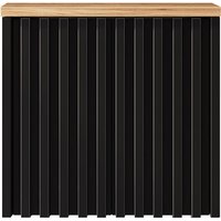 Lomadox - Waschtischunterschrank 60 cm 2 Türen mit Waschtischplatte in Eiche Nb. NANTES-107 in schwarz mit Lamellenfront, b/h/t: ca. 60,4/58,5/45,5 cm Lomadox - Waschtischunterschrank 60 cm 2 Türen mit Waschtischplatte in Eiche Nb. NANTES-107 in schwarz mit Lamellenfront, b/h/t: ca. 60,4/58,5/45,5 cm von LOMADOX