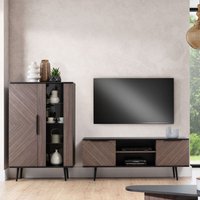 Lomadox - Wohnwand graphit mit braun PRETORIA-132 in Holzoptik 2-teilig von LOMADOX