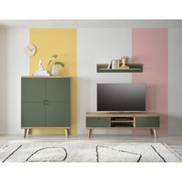 Lomadox - Wohnwand in Eiche mit grün AVEZZANO-61 Modern 3-teilig von LOMADOX
