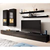 Wohnwand inkl. led Beleuchtung ARVADA-83 in schwarz Hochglanz mit schwarz matt, b/h/t: ca. 270/200/41 cm Wohnwand inkl. led Beleuchtung ARVADA-83 in schwarz Hochglanz mit schwarz matt, b/h/t: ca. 270/200/41 cm von LOMADOX