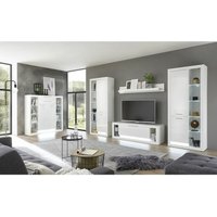 Wohnzimmer Wohnwand Set in Hochglanz weiß MAILAND-61 mit Beleuchtung b/h/t: 350/198/43cm Wohnzimmer Wohnwand Set in Hochglanz weiß MAILAND-61 mit Beleuchtung b/h/t: 350/198/43cm von LOMADOX