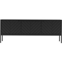 Lowboard 151 cm breit modern in schwarz matt mit gefräster Front ANGERA-140 von LOMADOX