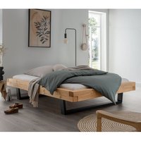 Lomadox - Massivholz Doppelbett, 140x200 cm, Fichte massiv, ohne Kopfteil, schwarze Metallkufen, UPPSALA-137, b/h/t ca. 158/42/228 cm Lomadox - Massivholz Doppelbett, 140x200 cm, Fichte massiv, ohne Kopfteil, schwarze Metallkufen, UPPSALA-137, b/h/t ca. 158/42/228 cm von LOMADOX