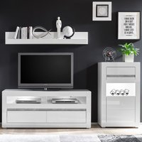 Media Wohnwand COGO-61 in weiß Hochglanz mit Hifi-Rack, Wandregal und Kommode inkl. LED BxHxT: 231x162x42cm von LOMADOX