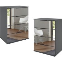Nachtschrank 2er Set 74cm hoch, graphit mit Spiegelfront, ideal für Boxspringbetten, STRATFORD-43 Nachtschrank 2er Set 74cm hoch, graphit mit Spiegelfront, ideal für Boxspringbetten, STRATFORD-43 von LOMADOX