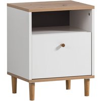 Nachtschrank in weiß matt mit Eiche, HELMA-80 Nachtschrank in weiß matt mit Eiche, HELMA-80 von LOMADOX