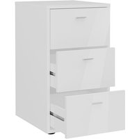Nachttisch Nachtschrank mit 3 Schubladen in Hochglanz weiß, VUKA-10, für Boxspringbetten geeignet, b/h/t ca. 35/62,4/39,9 cm von LOMADOX