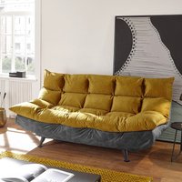 Schlafsofa ausklappbar mit verstellbaren Armlehnen in gelb mit anthrazit, 140x200, Serie FILLMORE-09 - gelb von LOMADOX