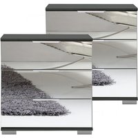Schlafzimmer 2er Set Nachttisch Nachtschrank, auch für Boxspringbetten, in graphit mit Spiegelfront ELSTRA-43, b/h/t ca. 52/58/38 cm Schlafzimmer 2er Set Nachttisch Nachtschrank, auch für Boxspringbetten, in graphit mit Spiegelfront ELSTRA-43, b/h/t ca. 52/58/38 cm von LOMADOX
