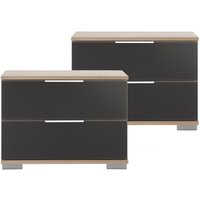 Schlafzimmer 2er Set Nachttisch Nachtschrank in Eiche sägerau Nb. mit grauem Glas ELSTRA-43, b/h/t ca. 52/40/38 cm Schlafzimmer 2er Set Nachttisch Nachtschrank in Eiche sägerau Nb. mit grauem Glas ELSTRA-43, b/h/t ca. 52/40/38 cm von LOMADOX