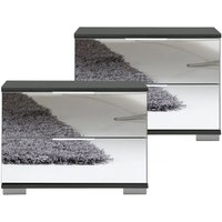 Schlafzimmer 2er Set Nachttisch Nachtschrank in graphit mit Spiegelfront ELSTRA-43, b/h/t ca. 52/40/38 cm Schlafzimmer 2er Set Nachttisch Nachtschrank in graphit mit Spiegelfront ELSTRA-43, b/h/t ca. 52/40/38 cm von LOMADOX