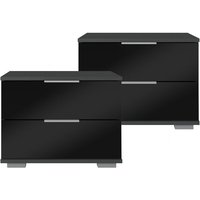 Schlafzimmer 2er Set Nachttisch Nachtschrank in graphit mit schwarzem Glas ELSTRA-43, b/h/t ca. 52/40/38 cm Schlafzimmer 2er Set Nachttisch Nachtschrank in graphit mit schwarzem Glas ELSTRA-43, b/h/t ca. 52/40/38 cm von LOMADOX