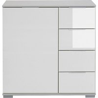 Schlafzimmer Kommode in weiß mit weißem Glas ELSTRA-43, b/h/t ca. 81/83/41 cm von LOMADOX