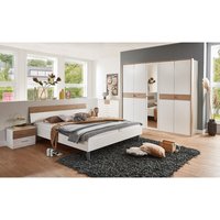 Schlafzimmer Komplett Set 5-teilig BRADFORD-43 Kommode 130 cm breit, weiß mit Eiche von LOMADOX