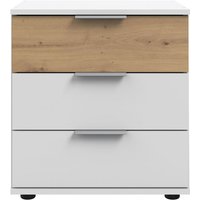 Schlafzimmer Nachtschrank Nachttisch mit 3 Schubladen, auch für Boxspringbett, in weiß mit Artisan Eiche Nb. GRANADA-43, b/h/t ca. 52/58/38 cm von LOMADOX