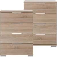Schlafzimmer Nachttisch 2er Set, auch für Boxspringbett geeignet, in Eiche sägerau Nb. ELSTRA-43, b/h/t ca. 52/74/38 cm von LOMADOX