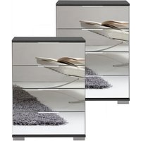 Schlafzimmer Nachttisch 2er Set, auch für Boxspringbett geeignet, in graphit mit Spiegelfront ELSTRA-43, b/h/t ca. 52/74/38 cm Schlafzimmer Nachttisch 2er Set, auch für Boxspringbett geeignet, in graphit mit Spiegelfront ELSTRA-43, b/h/t ca. 52/74/38 cm von LOMADOX