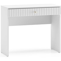Schlafzimmer Schminktisch mit 92 cm Breite in weiß mit gerillter Front und 1 Schublade - LINNA-131 von LOMADOX