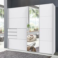 Schlafzimmer Schwebetürenschrank mit 3 Schubkästen und Spiegel in weiß BREGENZ-43, b/h/t ca. 180/198/65 cm - weiß von LOMADOX