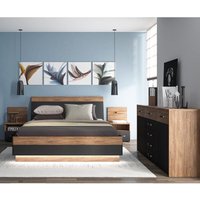 Schlafzimmer Set 4-teilig MANAGUA-129 mit Bett 160x200 in Eiche mit schwarz matt Schlafzimmer Set 4-teilig MANAGUA-129 mit Bett 160x200 in Eiche mit schwarz matt von LOMADOX